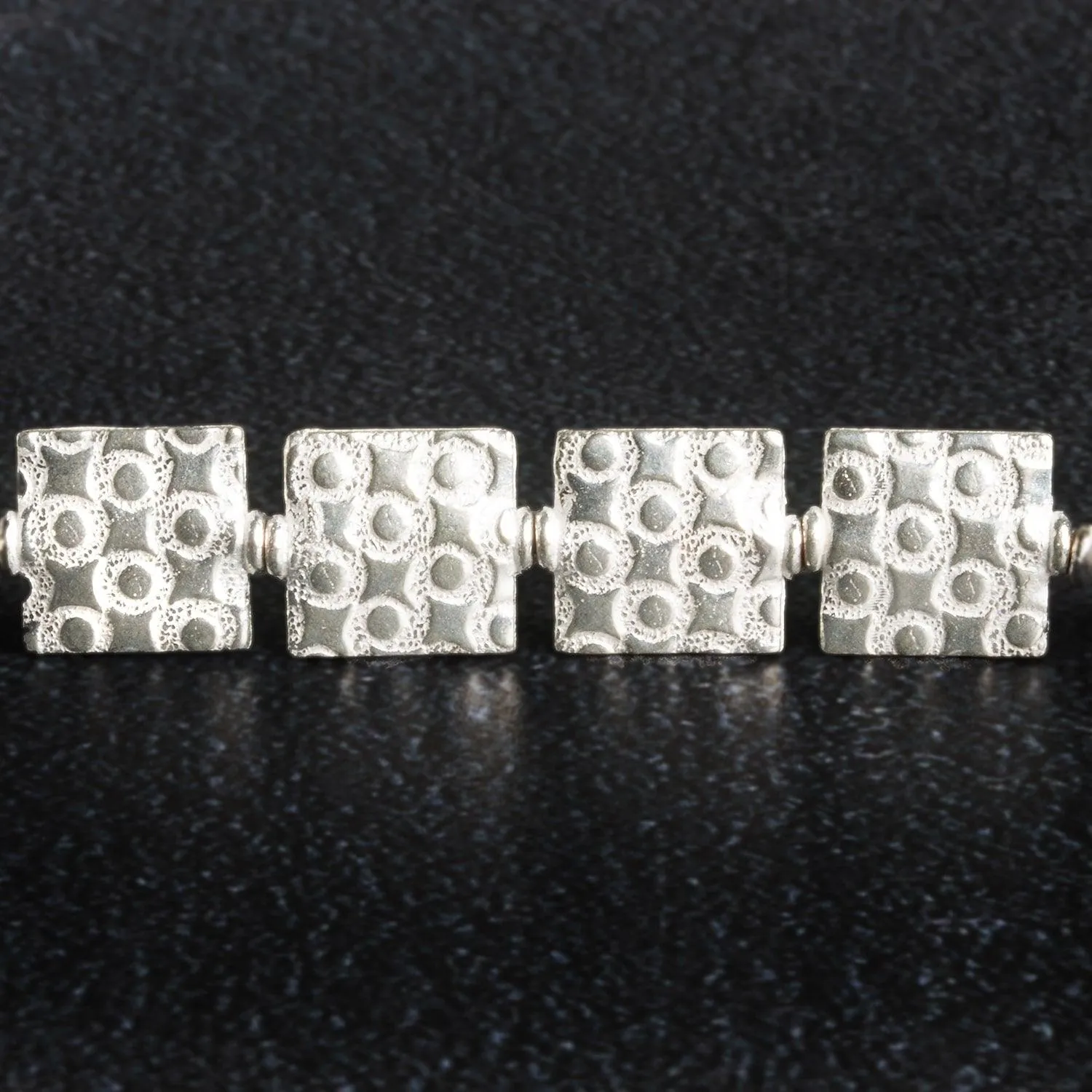 12mm Silver Plated Copper Ball Embossed Squares
