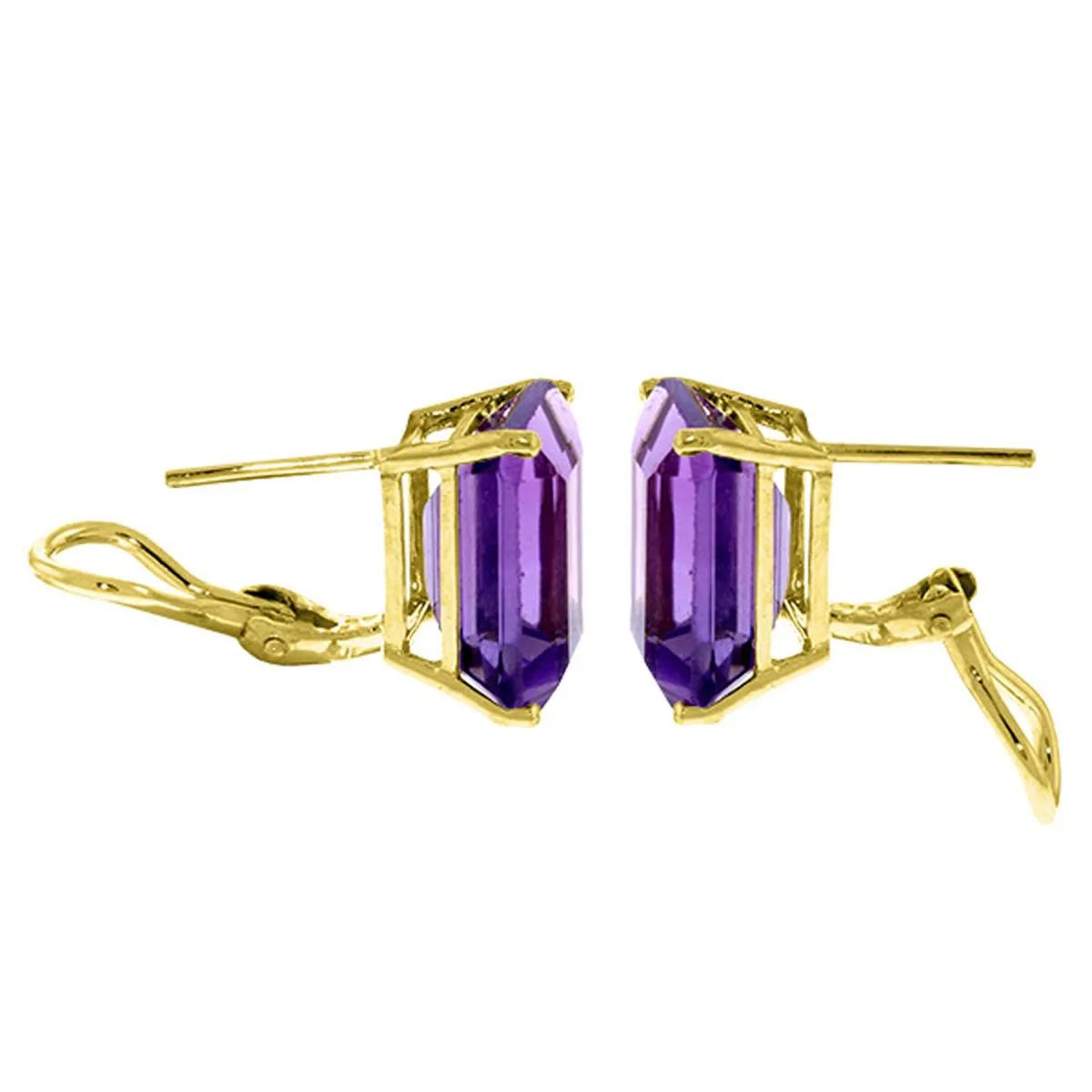 13 Carat 14K Solid Yellow Gold Distinction Amethyst Earrings
