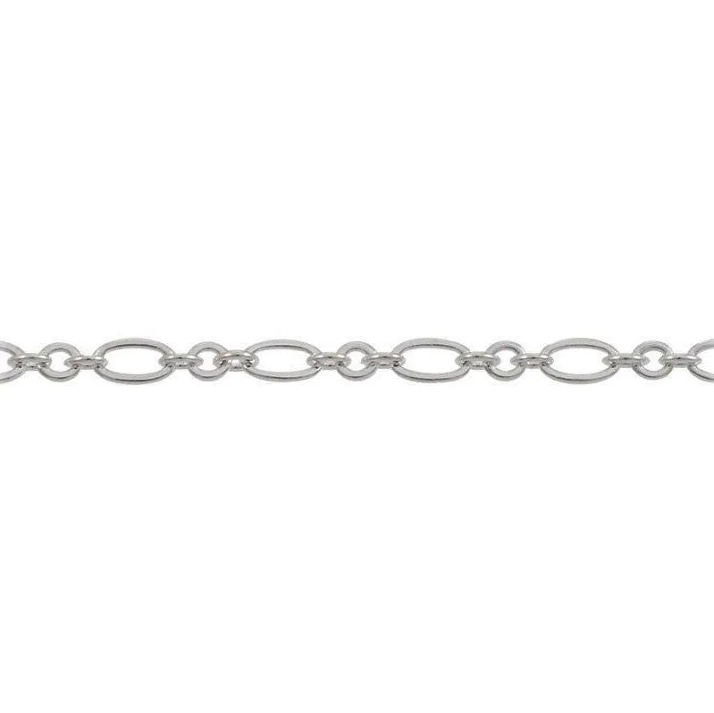 Antique Silver Plated Brass Figaro 3.5mm Chain by Foot (3 feet minimum)