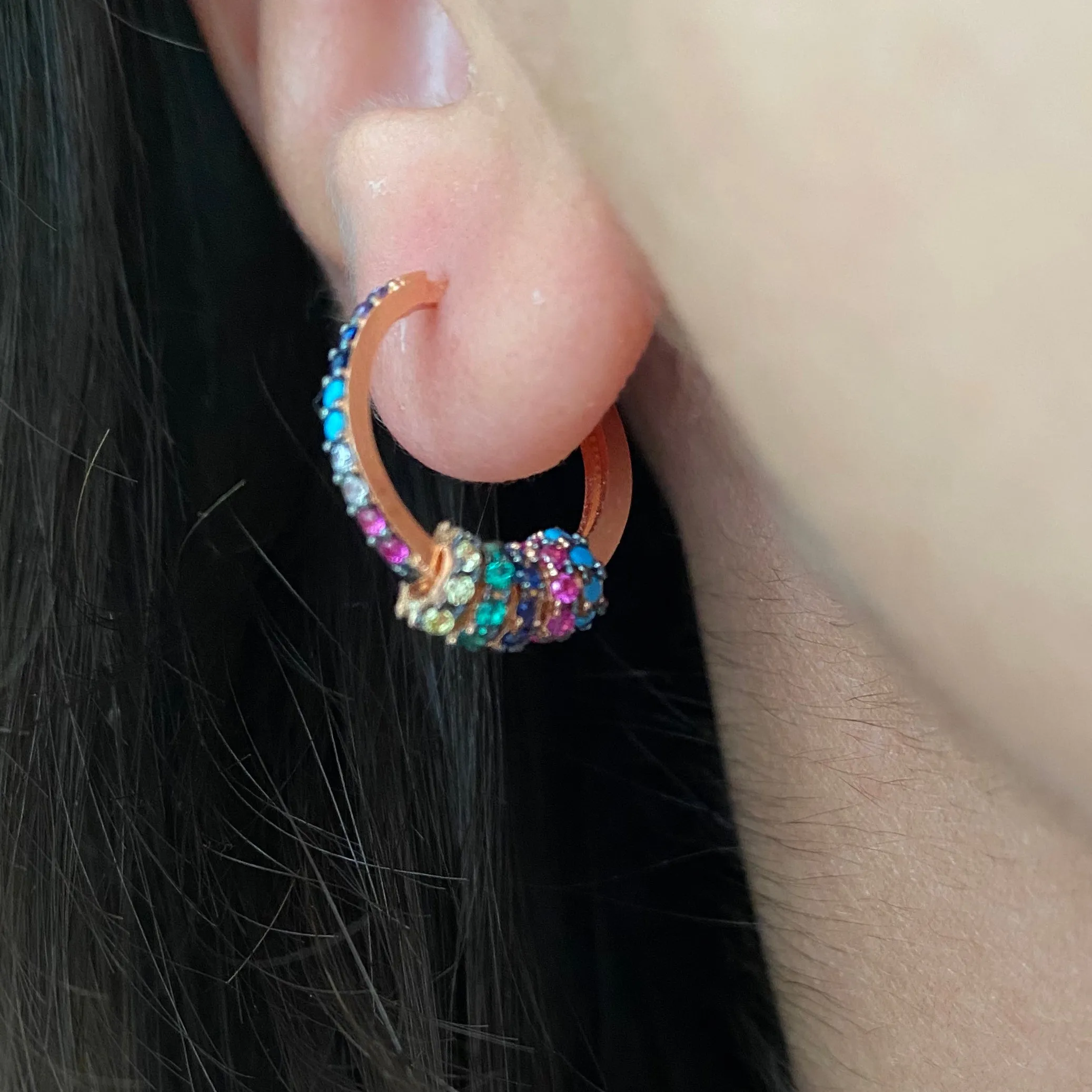 Earrings with paveset stones