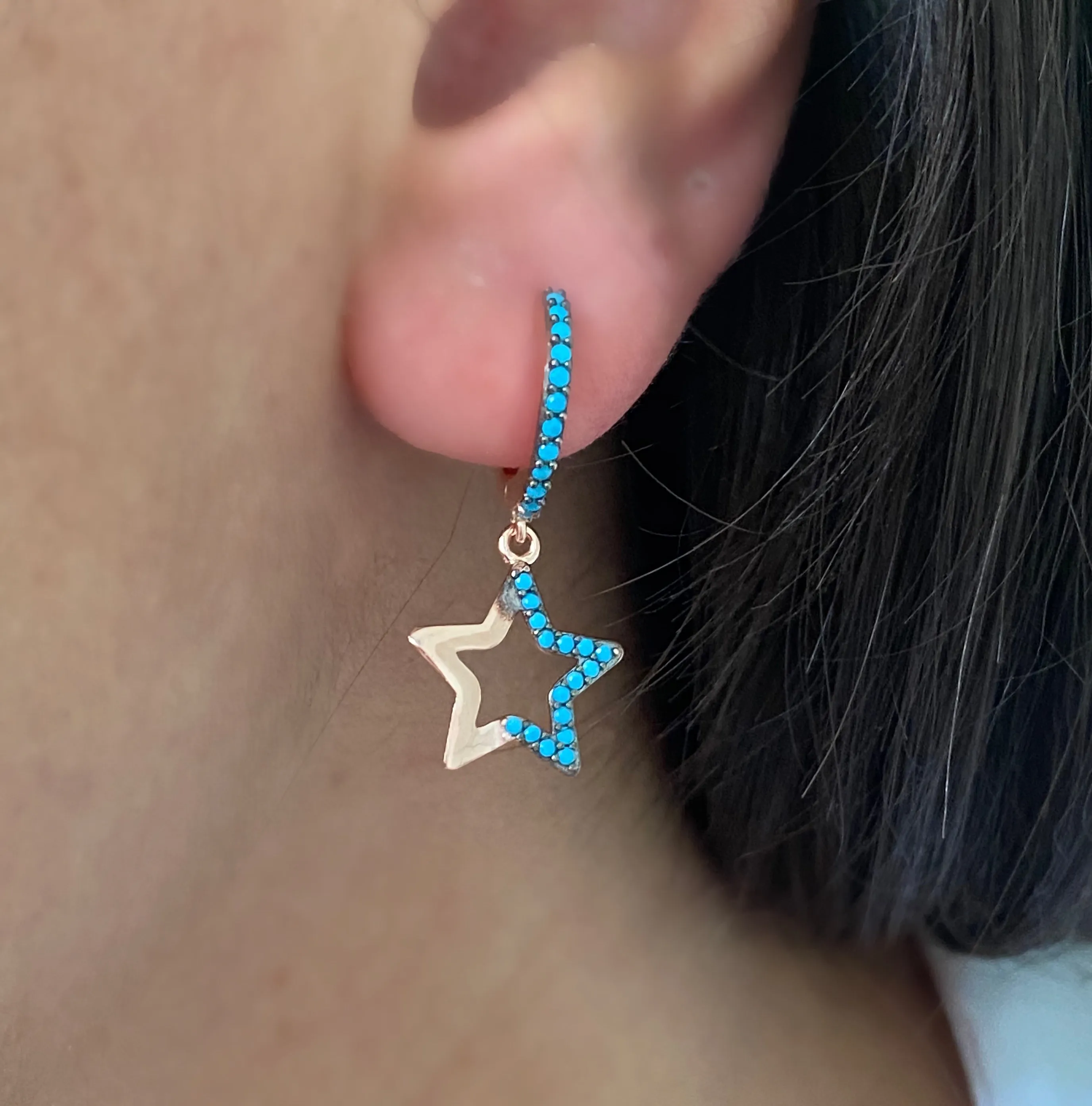 Earrings with paveset stones