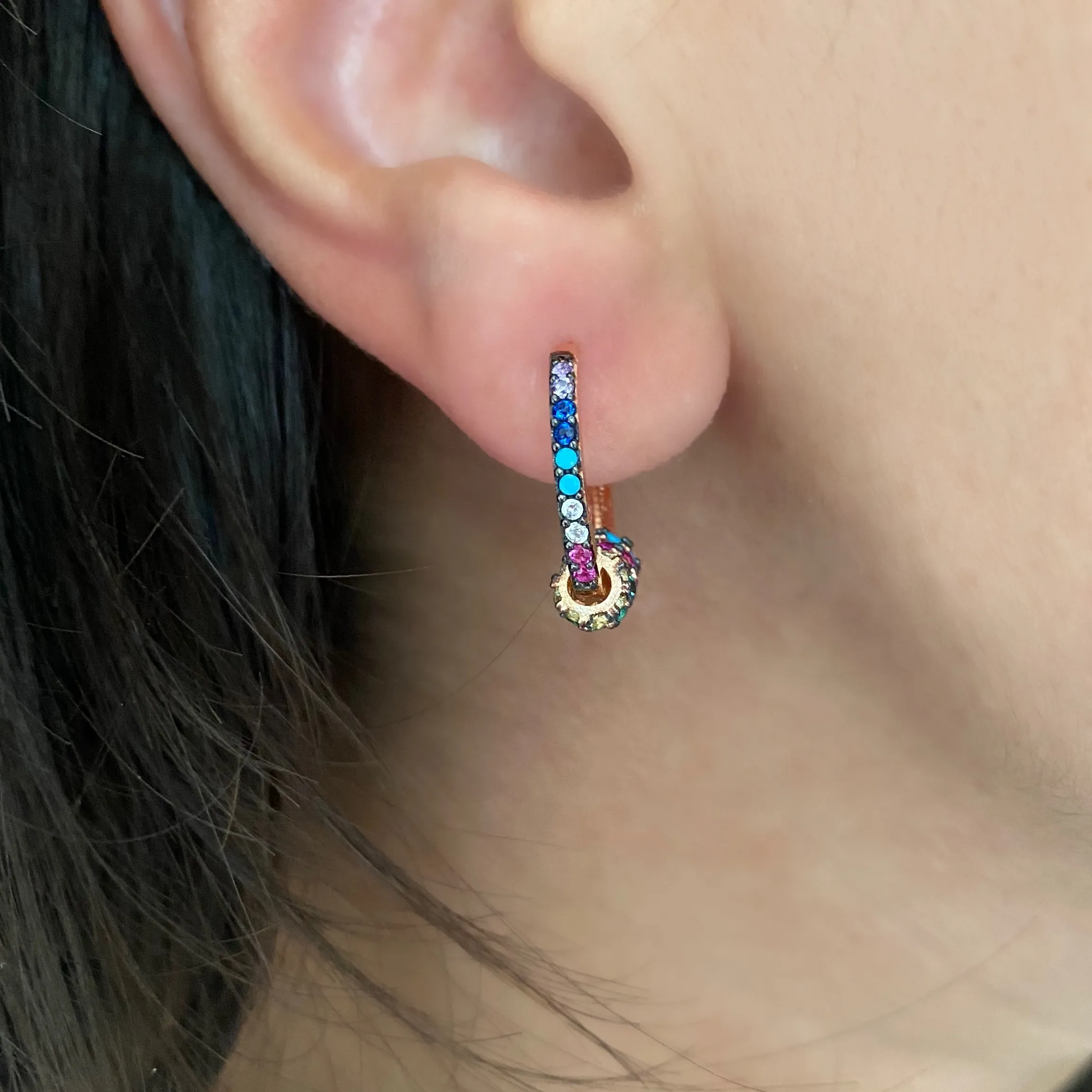 Earrings with paveset stones