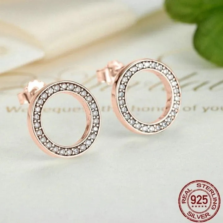 Eternal Circle Earrings - Sterling Silver & Rose Gold