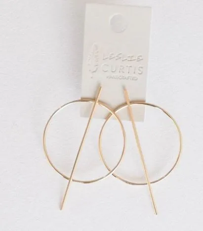 Gold Hoop w/ Center Bar Earrings