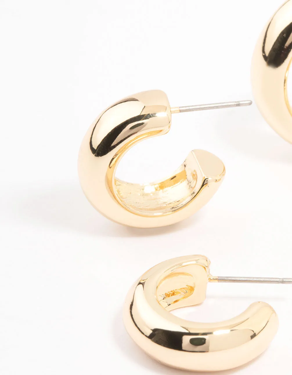 Gold Plated Chunky Hoop Earrings 2-Pack