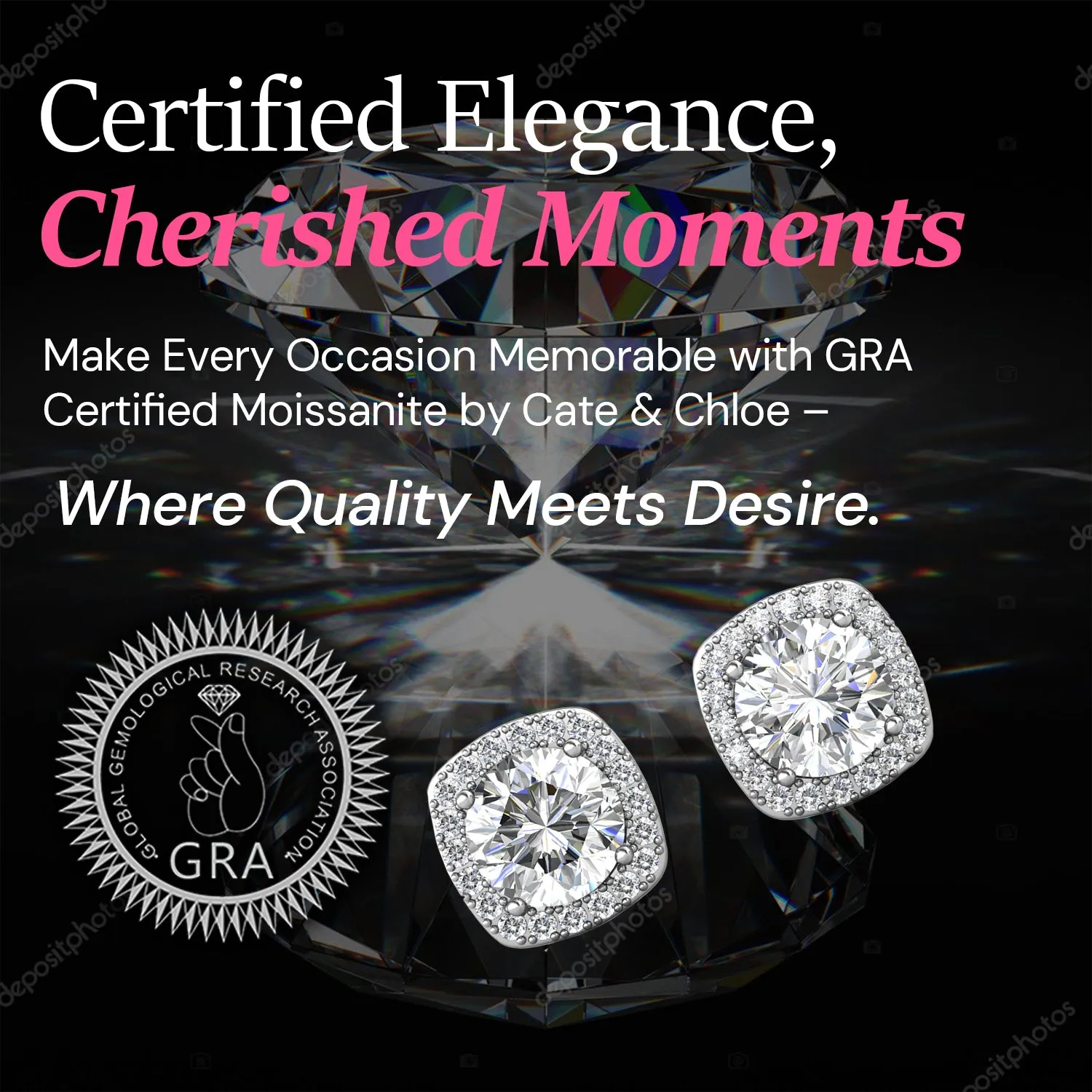Moissanite by Cate & Chloe Hannah Sterling Silver Stud Earrings with Moissanite Crystals