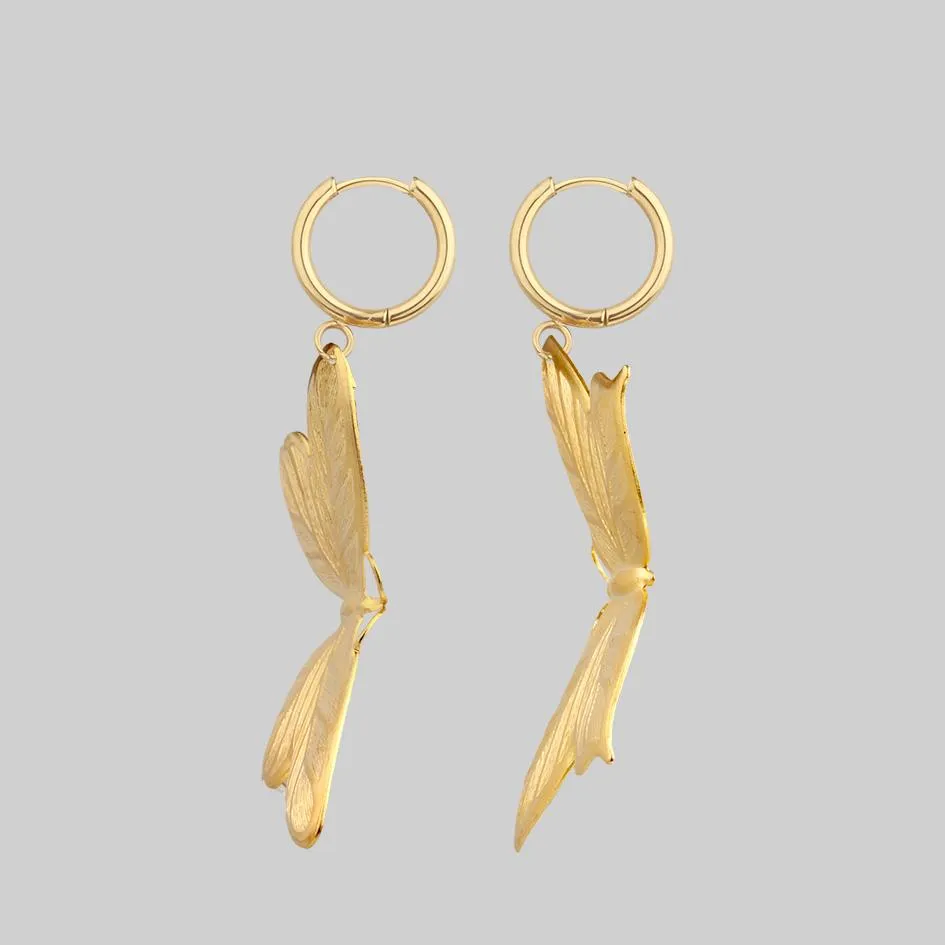 NEW DAWN. Huge Butterfly Hoop Earrings - Gold